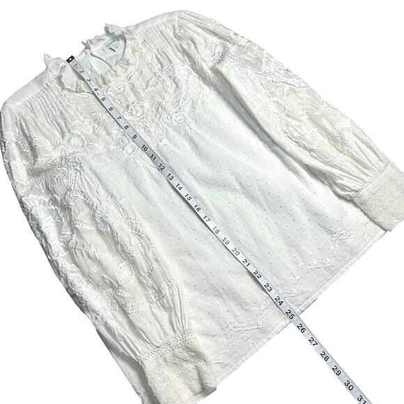 Sundance | Women | Ivory Prairie Farm Ruffled Lace Bib Collar Blouse | Sz Large - Picture 6 of 16